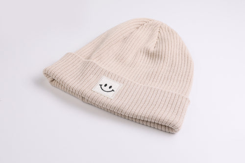 Cotton Beanie Happy off white