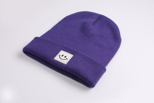 Cuffed Beanie Happy purple