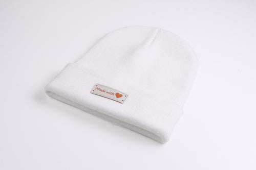 Cuffed Beanie Made with Love white