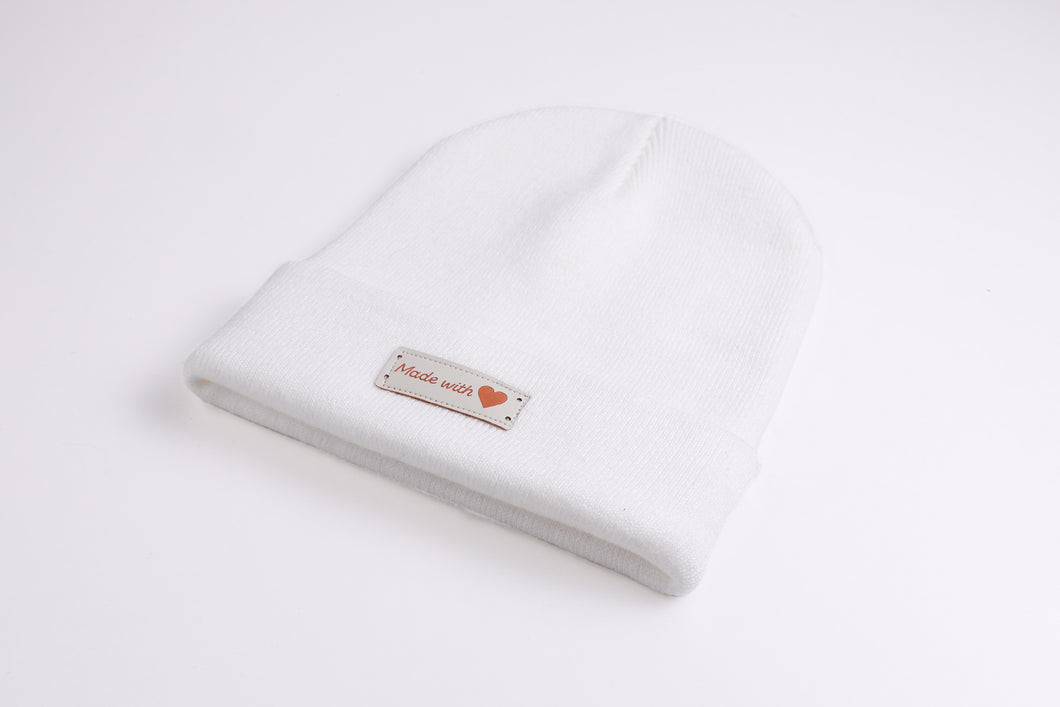 Cuffed Beanie Made with Love white