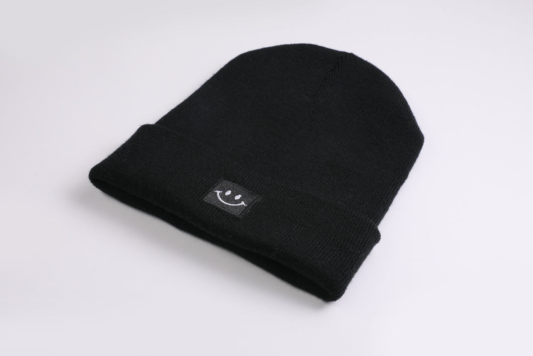 Cuffed Beanie Happy black