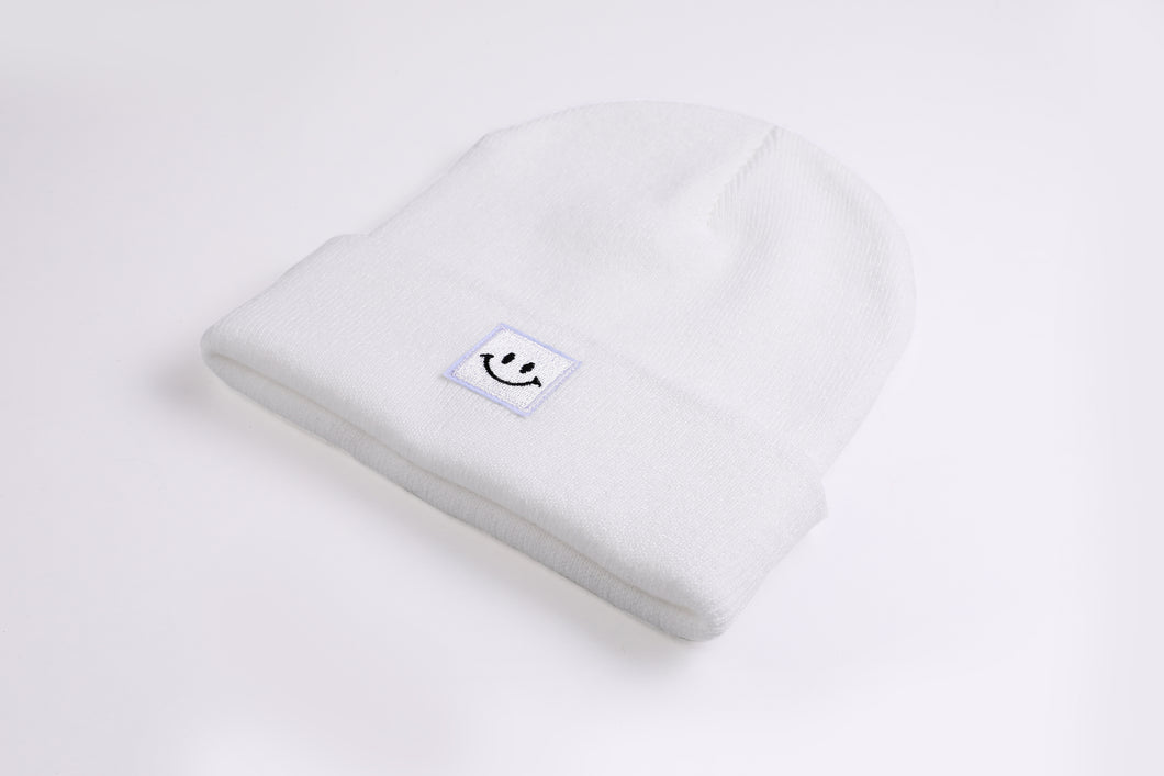 Cuffed Beanie Happy white
