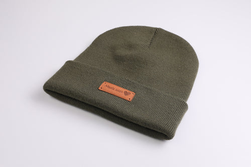 Cuffed Beanie Made with Love khaki