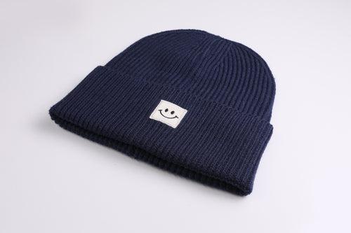 Oversized Strickoptik Beanie Happy oxford