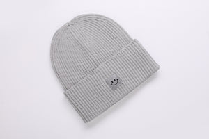 Oversized Strickoptik Beanie Happy grey