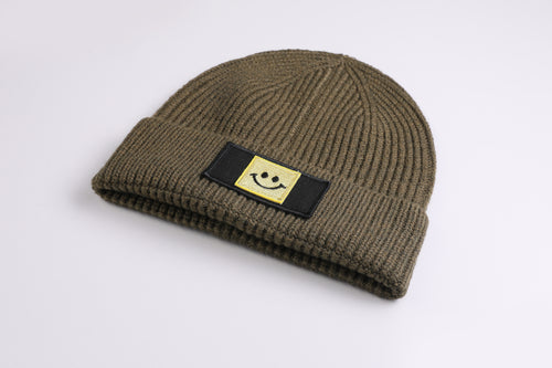 Patch Beanie Happy gold khaki