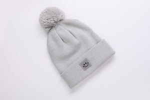 Bommel Beanie Happy light grey