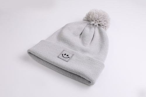 Bommel Beanie Happy light grey