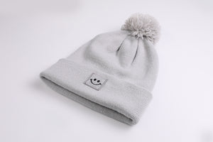Bommel Beanie Happy light grey