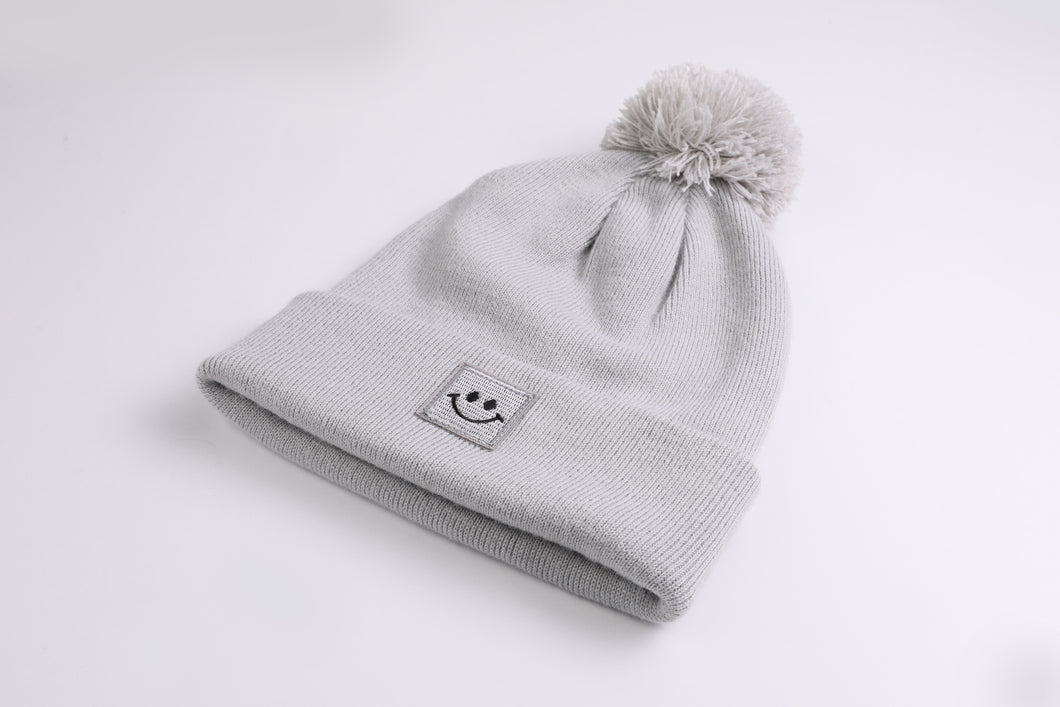 Bommel Beanie Happy light grey