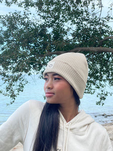 Cotton Beanie Happy off white