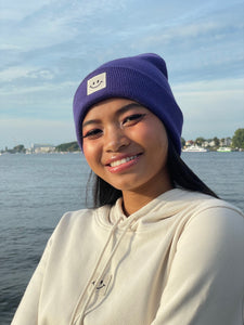 Cuffed Beanie Happy purple