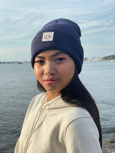 Cuffed Beanie Happy oxford