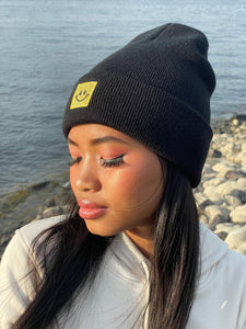 Cuffed Beanie Happy Gold black